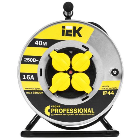 Катушка УК40 Iek WKP16-16-04-40-44 на мет с т/з 4 места 2 Р + P Е /40м КГ 3х1,5мм2 IP44 "Professional"
