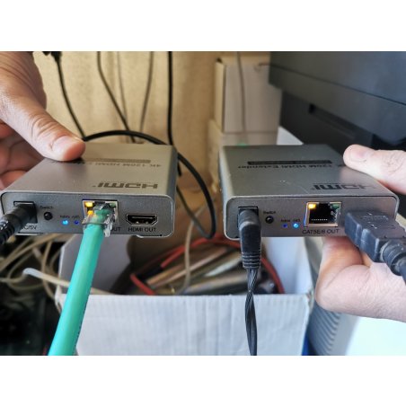 Активный удлинитель ORIENT VE048, HDMI 4K extender (Tx+Rx), до 120 м по одной витой паре, HDMI 1.4b, 4K@30Hz/ 1080p@60Hz/3D, HDCP, передача ИК сигнала управления (датчики IR-TX/Rx в комплекте) (30932)