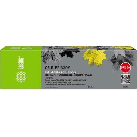 Картридж струйный Cactus CS-R-PFI320Y PFI-320Y желтый для Canon imagePROGRAF TM-200/200MFP/205/300/300MFP/305/250/255/350/355