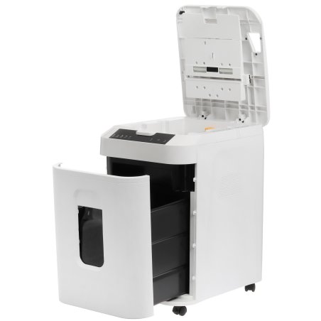 Шредер Heleos АП40-5 белый с автоподачей (секр.P-5) фрагменты 180лист. 37лтр. скрепки скобы пл.карты