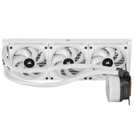 Система жидкостного охлаждения Corsair iCUE LINK H150i RGb (360мм, белый, RGb/ Fans: 3x120мм, 63.1CFM, 37dBA, 2400RPM/Rad thickness 27мм/ S: 1851, 1700, 1200, 115X, AM5, AM4)