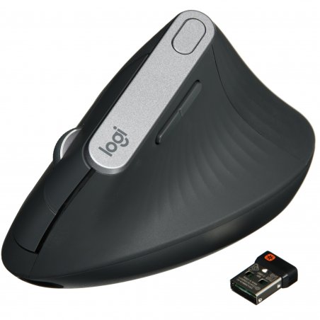 Мышь беспроводная/проводная Logitech MX Vertical графитовый, 4000 dpi, радиоканал, Bluetooth, USB, кнопки - 6