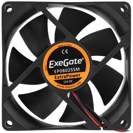 Вентилятор для корпуса ExeGate ExtraPower EP08025SM черный, 80 мм, 2500 об/мин, 25.5 дБ, 2 pin