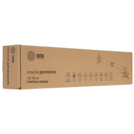 Кронштейн для проектора Cactus CS-VM-PR16L-AL серебристый макс.13.6кг настенный и потолочный поворот и наклон