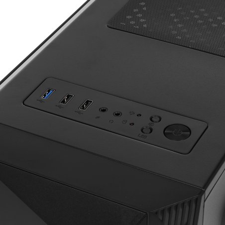 Компьютерный корпус Minitower ExeGate Mistery R2-NPX600 (mATX, БП 600NPX с вент. 12 см, 2*USB+1*USB 3.0, аудио, черный, 1 вент. 12см с RGb подсветкой и полоса на передней панели, боковая панель - закаленное стекло)