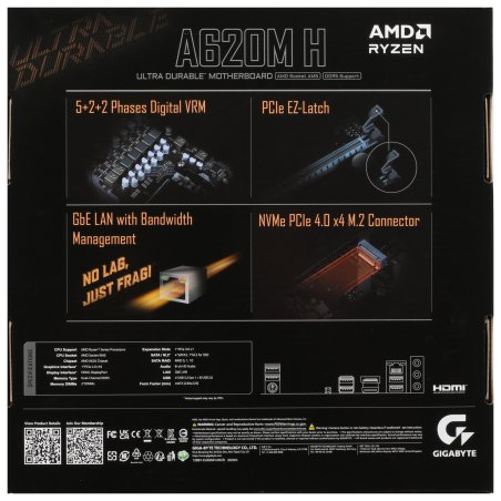 Материнская плата Gigabyte A620M H (V1.2/V2.0), SocketAM5 AMD A620 2xDDR5 mATX AC`97 8ch(7.1) GbLAN RAID+VGA+HDMI