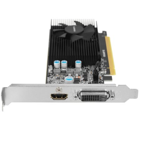 Видеокарта Gigabyte GV-N1030D4-2GL NVidia GeForce GT 1030, 2Gb DDR4/64-bit, PCI-Ex16 3.0, DVI-Dx1, HDMI2.0bx1, LP, 2-slot cooler, Retail