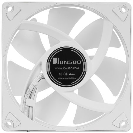 Вентилятор для корпуса JONSBO SL-925W (92x92x25мм, 4-pin PWM, ARGb, 38.2CFM, 33.8dBA, 2200RPM, белый)