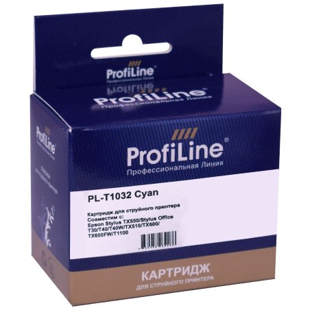 Картридж струйный ProfiLine PL-T1032 для принтеров Epson Stylus TX550/Stylus Office T30/T40/T40W/TX510/TX600/TX600FW/T1100 с чернилами Cyan 11,1 мл