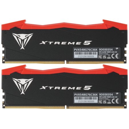 Оперативная память Patriot Viper Xtreme 5, DDR5, 48GB (2x24GB), 7600MHz, CL36, DIMM, с радиаторами, черный