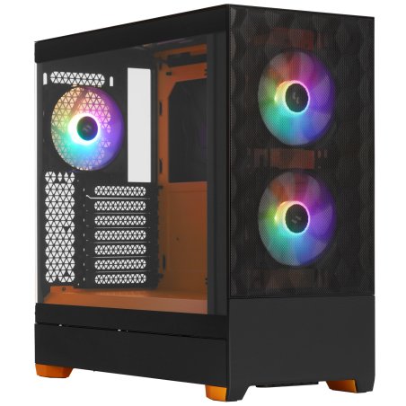 Компьютерный корпус без блока питания Fractal Design Pop Air RGb Orange Core TG Clear Tint, Midi-Tower, 3x120мм RGb, 2xUSB-A 3.2 ATX, mATX, mITX Black/Orange