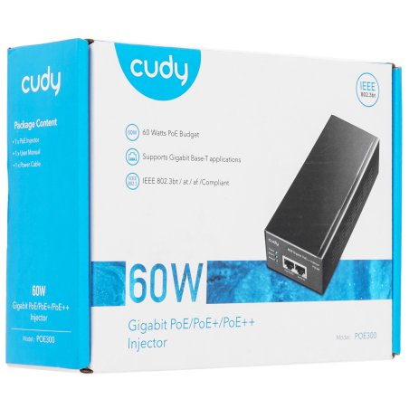 Инжектор PoE Cudy POE300 10/100/1000BASE-T 60Вт 53В(DC)