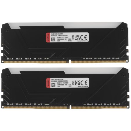 Оперативная память Kingston Fury Beast, DDR4, 32Gb (2x16Gb), 3200MHz, CL16, DIMM, с радиатором, RGb, черный