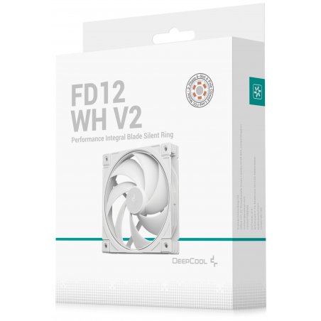 Вентилятор корпусной DeepCool FD12 WH V2 белый, 120 мм, 500-2500 об/мин, 32.32-35.66 дБ, 4 pin PWM, без подсветки