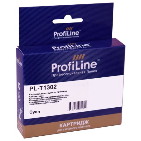 Картридж струйный ProfiLine PL-T1302 для принтеров Epson Stylus SX525WD/SX535WD/SX620/Office B42WD/BX525/BX535/BX625FWD/BX635FWD/BX925/BX935/WorkForce 525/630/3010/3520DWF/3530/3540/7015/7515/7525 с чернилами Cyan 10,1 мл