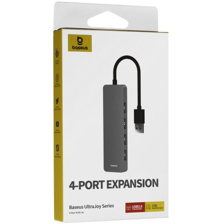 Baseus UltraJoy Series 4-Port HUB Lite 15cm Space Grey USB-A to USB 3.0*4+USB-C 5V, B0005280B811-10
