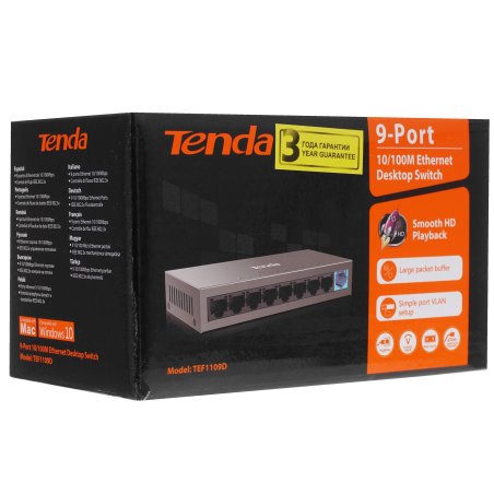 Коммутатор Tenda TEF1109D 9PORT 100M