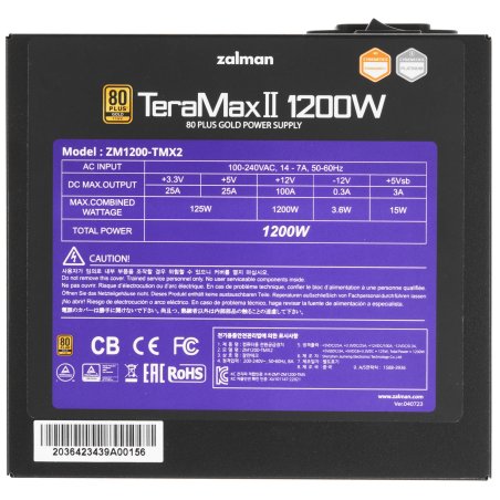 Блок питания Zalman TeraMax II (ZM1200-TMX2), 1200Вт, 120мм, 80 PLUS Gold, модульный, черный