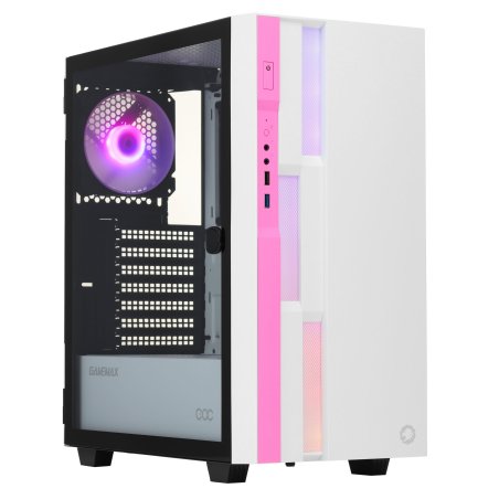 Компьютерный корпус GameMax Brufen C3 WP без БП, MidiT, ATX, Бело-роз, Зак. стекл., USB 3.0, 1*120; 1*140мм вент.