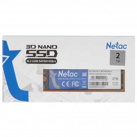 Накопитель SSD Netac N535N, 2Tb, M.2 2280, SATA-III, R/W 545/500