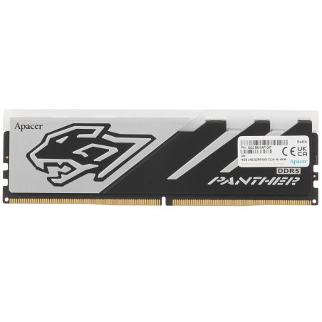 Оперативная память Apacer Panther RGB, DDR5, 16GB (1x16GB), 6000 MHz, CL40, с радиатором, черно-серый, RGB