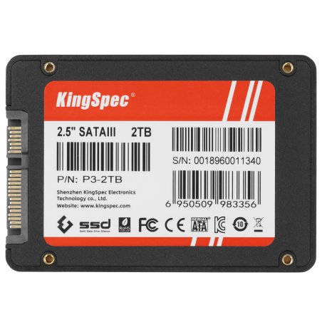 Накопитель SSD KingSpec P3-2Tb, 2048Gb, SATA, 2.5", R/W 580/570