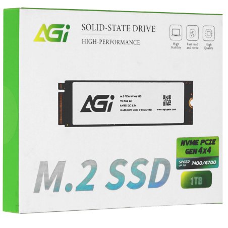 Накопитель SSD AGI AI828, 1Tb, PCIe 4.0 x4, M.2 2280, NVMe, R/W 7400/5200