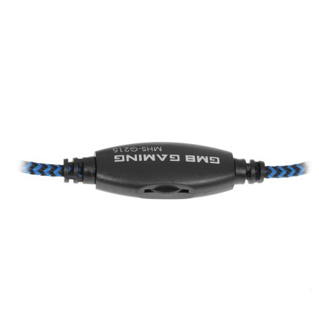 Гарнитура игровая Gembird MHS-G215, код "Printbar", черный/синий, регулировка громкости, кабель 2м