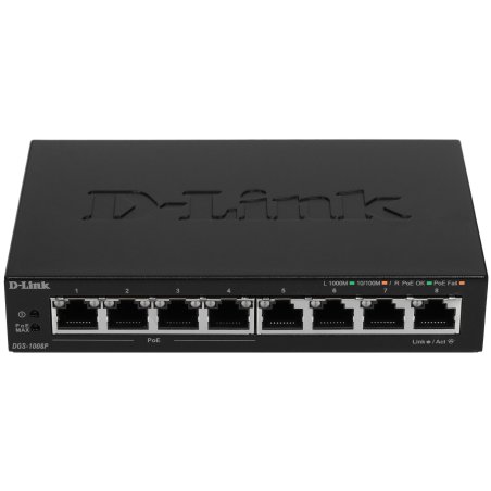 Коммутатор D-Link DGS-1008P/F3A, 8×1 Гбит/с, неуправляемый