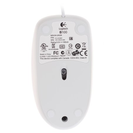 Мышь проводная Logitech B100 черный, 1000 dpi, USB, кнопки - 3