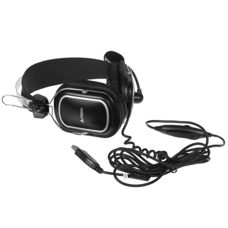 Наушники с микрофоном A4Tech HU-50 черный 2м накладные USB оголовье