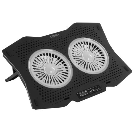 Подставка для ноутбука Digma D-NCP180-2x110RGb 18" 410x280x34мм 20дБ 2xUSB 2x 110ммFAN 700г Fan-control пластик ABS черный