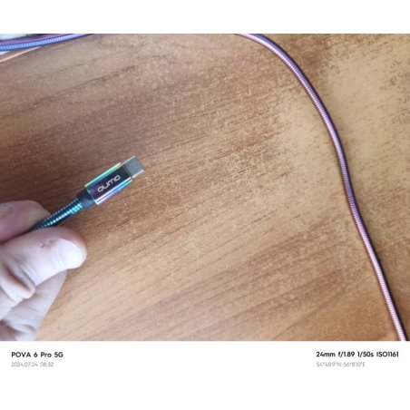 КабельQumo Type-С кабель, 1м, USB 3.0, 5В, 3А, 15Вт, металлическая оплетка, металлический коннектор, серебряный