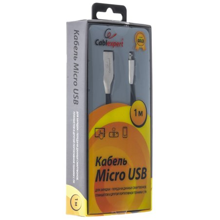 Кабель USB2.0 Cablexpert CC-G-mUSB01Bk-1M, AM/microB, серия Gold, длина 1м, черный, блистер