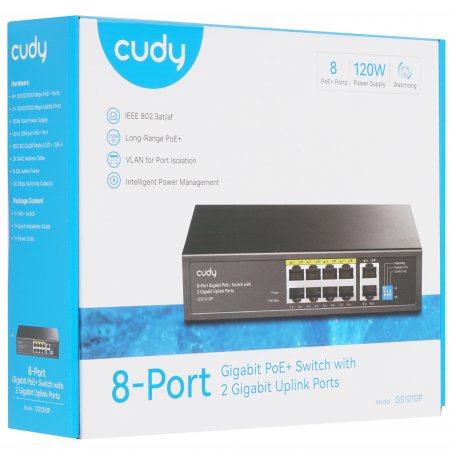 Коммутатор Cudy GS1010P, 8×1 Гбит/с, 2×1 Гбит/с