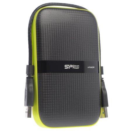 Внешний HDD 2.5" Silicon Power Armor A60, 1TB, USB 3.2 Gen 1 Type-A, 5400 rpm, черно-лаймовый