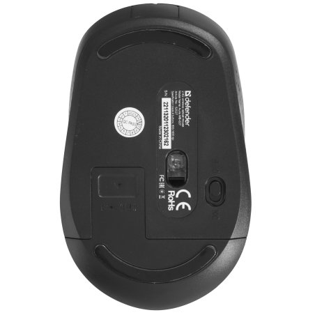 Мышь беспроводная Defender Auris MB-027 черный, 1600 dpi, радиоканал, USB, кнопки - 4