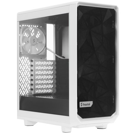 Компьютерный корпус без блока питания Fractal Design Meshify 2 Compact RGb TG Light Tint, Midi-Tower, 4x120мм RGb, 2xUSB-A 3.2 + 1xUSB 3.2 Type-C ATX, mATX, mITX белый