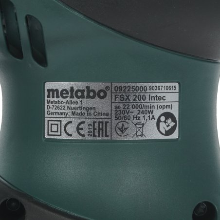 Эксцентриковая шлифовальная машина Metabo FSX 200 Intec 609225500