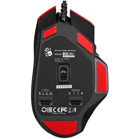 Мышь A4Tech Bloody W95 Max Sports красный/черный оптическая (12000dpi) USB (10but)