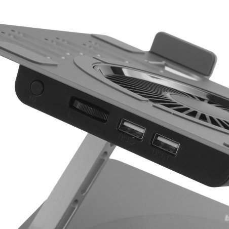 Подставка для ноутбука Digma D-NCP170-1xRGb110-360 17" 240x230x50мм 28дБ 2xUSB 1x 110ммFAN 940г Fan-control алюминий серый