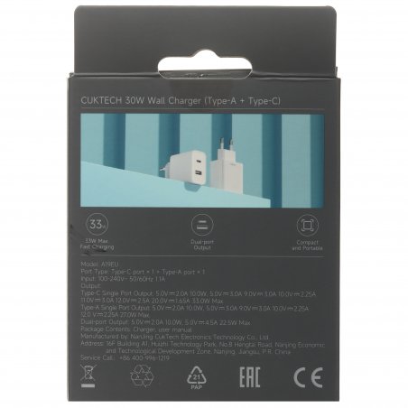 Сетевое зарядное устройство CUKTECH A19 EU 30W Wall Charger (Type-A+Type-C)