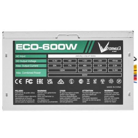 Блок питания Aerocool / Formula 600W Retail ECO-600W, 600Вт, 120мм, серый