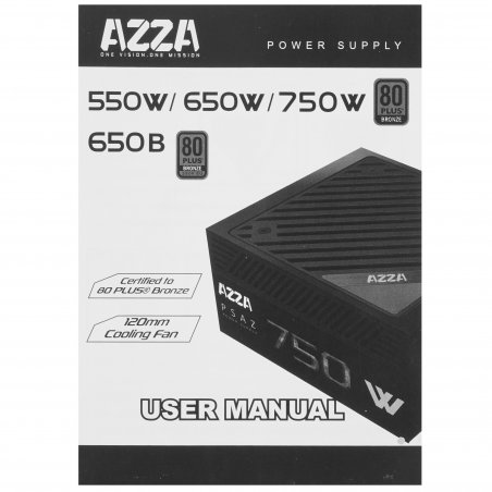Блок питания Azza PSAZ-650B, 650вт, 80 PLUS Bronze, 120мм, черный