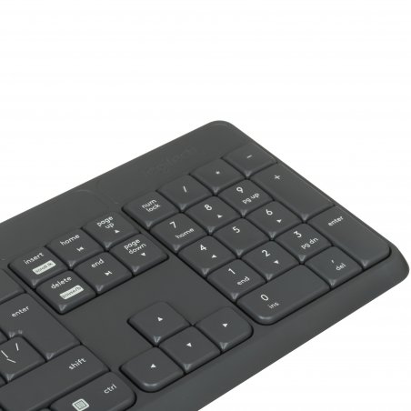 Комплект клавиатура+мышь Logitech MK235 беспроводной, USB, 1000 DPI, серый (заводская гравировка)