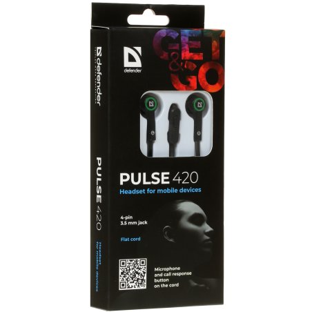 Наушники Defender Pulse 420 черный/оранжевый