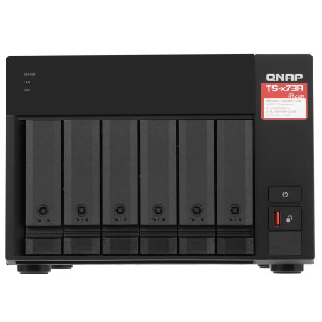 Сетевое хранилище без дисков SMB QNAP TS-673A-8G NAS, 6 trays 3,5"/2,5", 2x2,5 GbE BASE-T, 2 x M.2 NVMe 2280 slots, quad-core AMD Ryzen V1500B 2,2 GHz, 8 Gb SO-DIMM DDR4 (1 x 8 Gb) up to 64Gb (2x32 Gb)