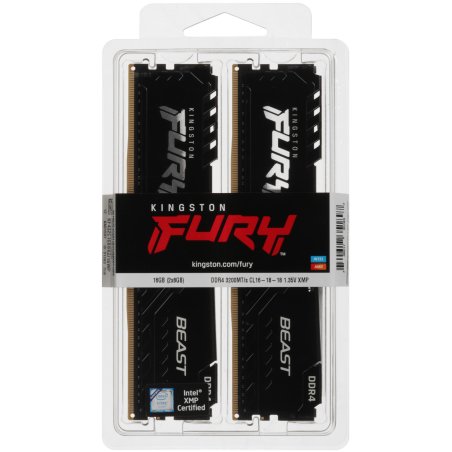 Оперативная память Kingston 16Gb 3200MT/s DDR4 CL16 DIMM (Kit of 2) FURY Beast Black