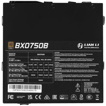 Блок питания Lian-Li ATX 750W BX0750B Gen.5 80+ bronze (20+4pin) APFC 120мм fan 12xSATA RTL