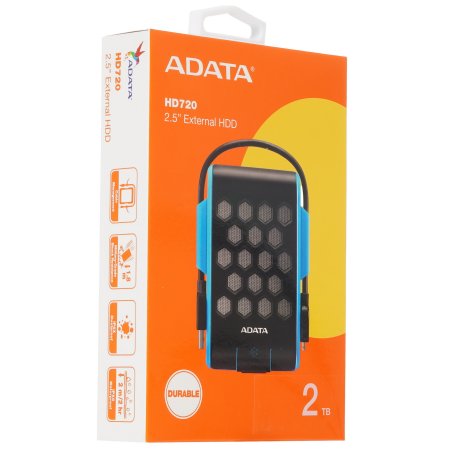 Внешний HDD 2.5" ADATA HD720, 2TB, USB 3.2 Gen 1 Type-A, 5400 rpm, синий